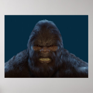 BIGFOOT SASQUATCH ANSIKTE PORTRÄTT III POSTER