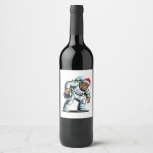 Bigfoot Sasquatch Astronaut Jul 2026 Högtid Vinflaska Etikett