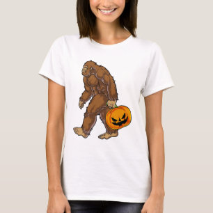 Bigfoot Sasquatch Bärande Skräckinjagande Pumpa T- T Shirt