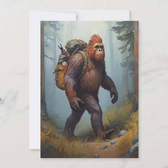 Bigfoot Sasquatch birthday Flat Holiday Card Julkort (Framsida)