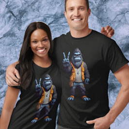 Bigfoot Sasquatch-blinkande Fredstecken T Shirt