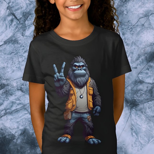 Bigfoot Sasquatch-blinkande Fredstecken T Shirt (Skapare uppladdad)