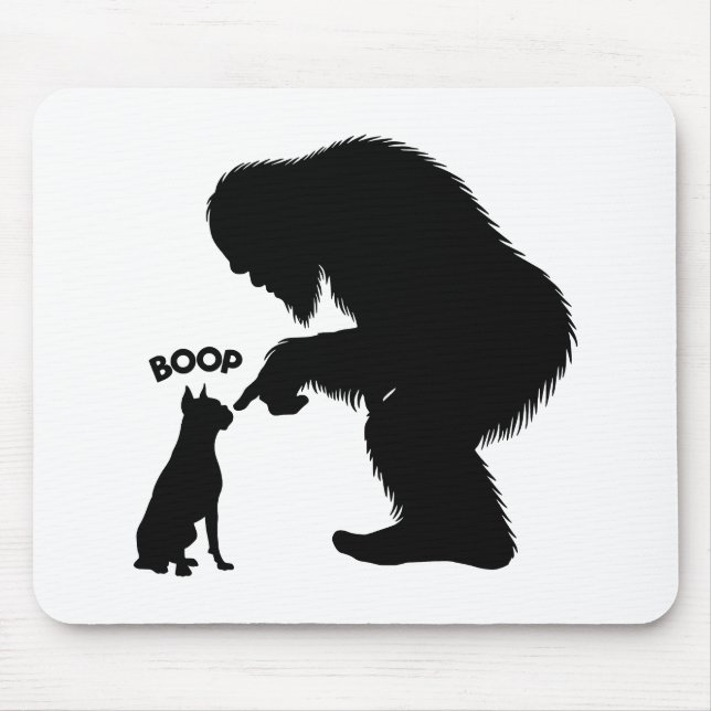 Bigfoot Sasquatch Boxer Hund Näsa Boop Musmatta (Framsidan)