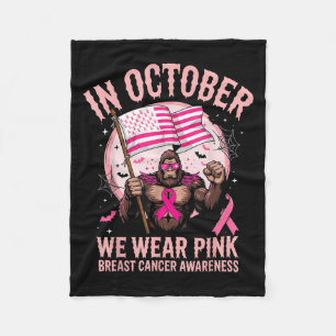 Bigfoot Sasquatch Breast Cancer Awareness Rosa Rib Fleecefilt