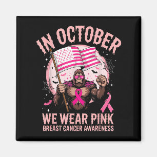Bigfoot Sasquatch Breast Cancer Awareness Rosa Rib Magnet