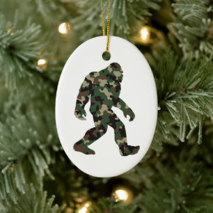 Bigfoot Sasquatch Camo Julgransprydnad Keramik