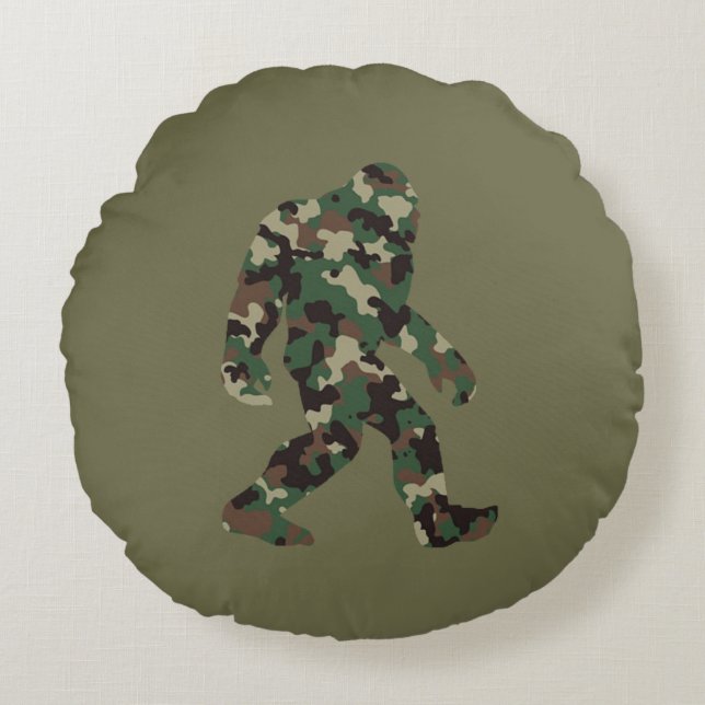 Bigfoot Sasquatch Camo Rund Kudde (Framsidan)