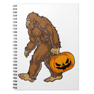 Bigfoot Sasquatch Carshing Scary Pumpkin T-skjorta Anteckningsbok