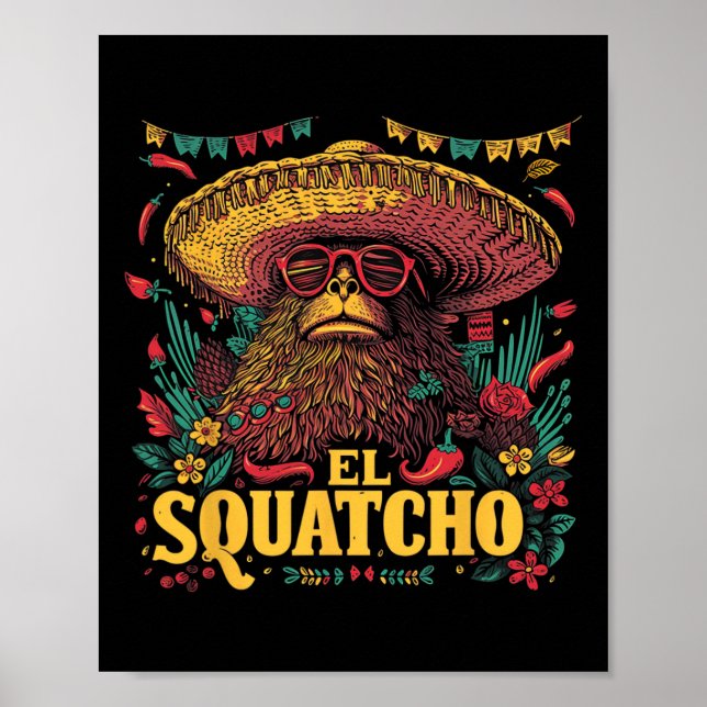 Bigfoot Sasquatch - Cinco De Mayo Mexican Sombrero Poster (Framsidan)