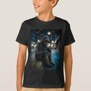 Bigfoot sasquatch dricker iskaffe rolig anima t shirt