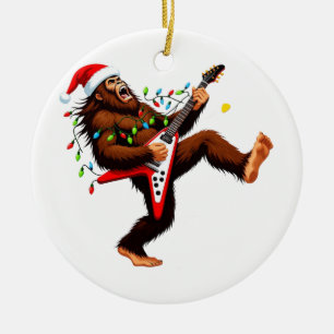 Bigfoot Sasquatch Elgitarr Jul 2026   Julgransprydnad Keramik