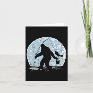 Bigfoot Sasquatch Fishing Måne Funny Fisherman Ang Kort