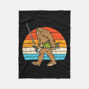 Bigfoot Sasquatch Fishing Retro Fisherman Manar Wo Fleecefilt