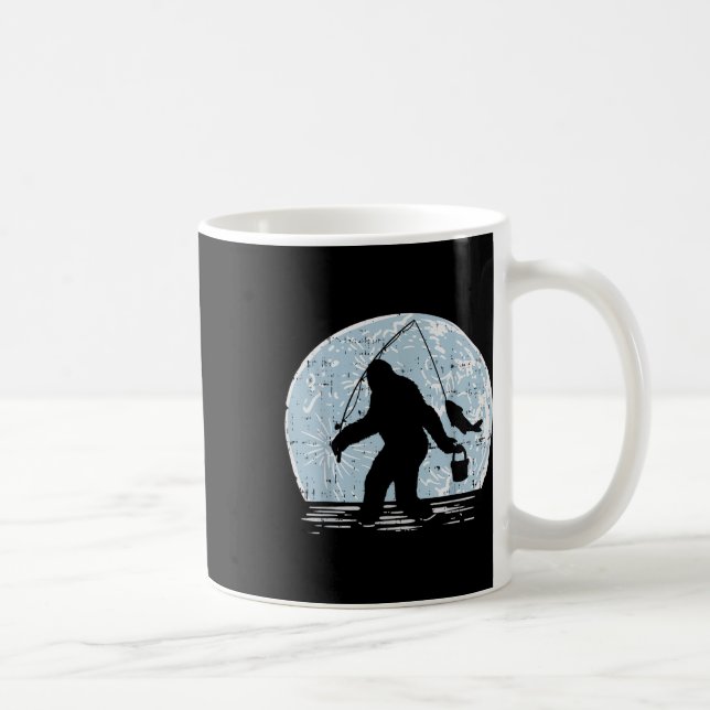 Bigfoot Sasquatch Fiske Månad Rolig Fiskare Ang Kaffemugg (Höger)
