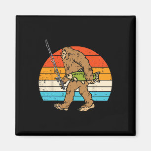 Bigfoot Sasquatch Fiske Retro Fiskare Män Kvinnor Magnet