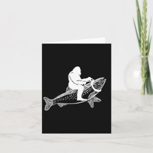 Bigfoot Sasquatch Flygfiske Trout Fisherman Vint Kort