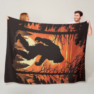 Bigfoot Sasquatch Forest Sunset Fleecefilt
