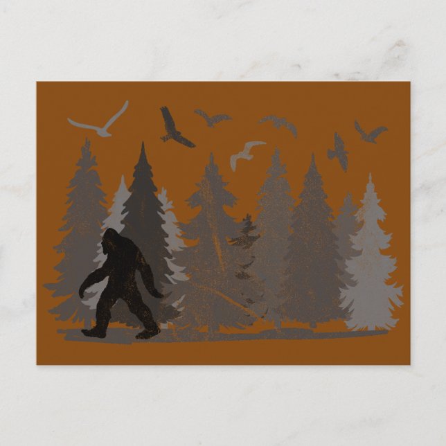 Bigfoot Sasquatch Forest Vykort (Framsida)
