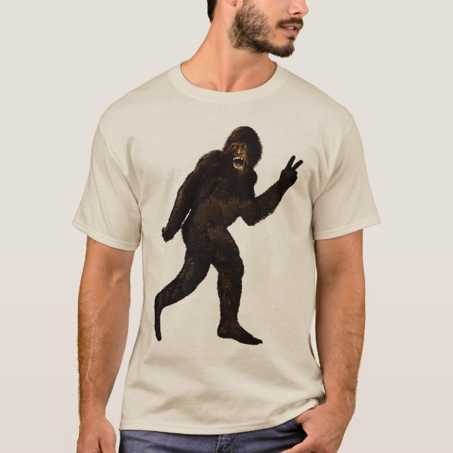 Bigfoot Sasquatch fredstecken T-shirt (Framsida)