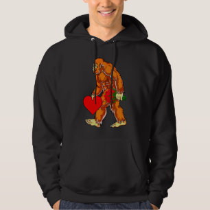 Bigfoot Sasquatch Funny Valentines day Kärlek Hoodie