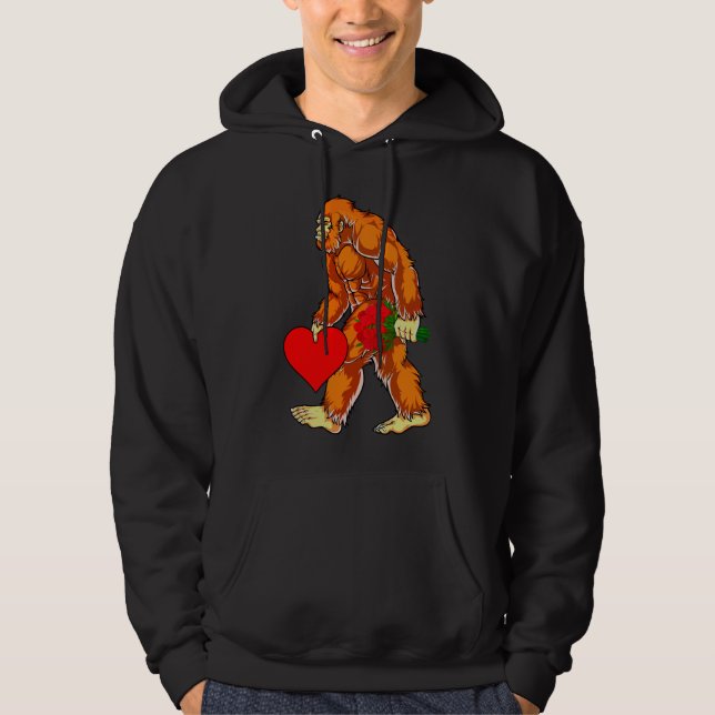 Bigfoot Sasquatch Funny Valentines day Kärlek Hoodie (Framsida)