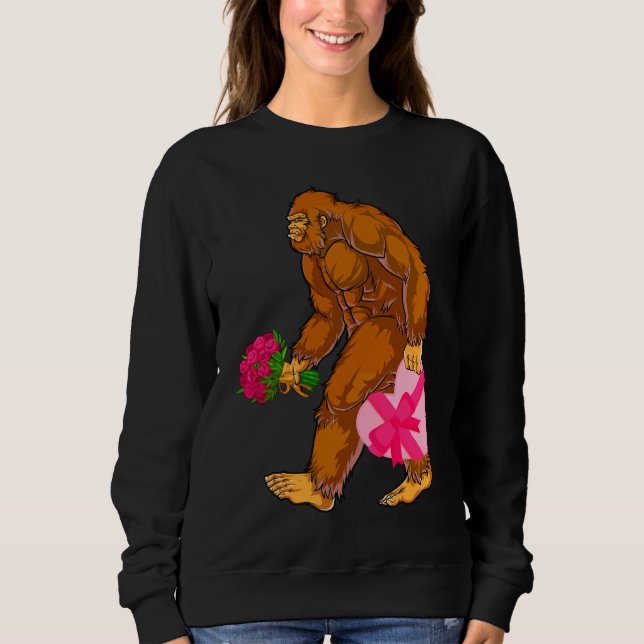 Bigfoot Sasquatch Funny Valentines day Kärlek T Shirt (Framsida)