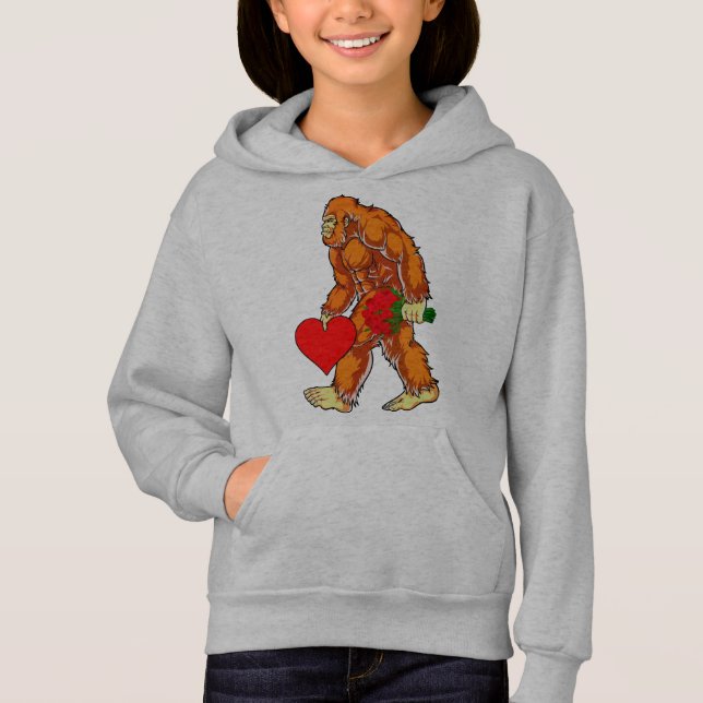 Bigfoot Sasquatch Funny Valentines day Kärlek T Shirt (Framsida)