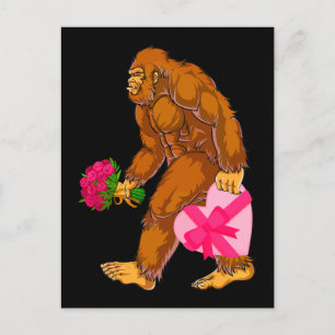 Bigfoot Sasquatch Funny Valentines day Kärlek Vykort