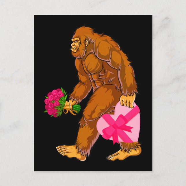 Bigfoot Sasquatch Funny Valentines day Kärlek Vykort (Framsida)