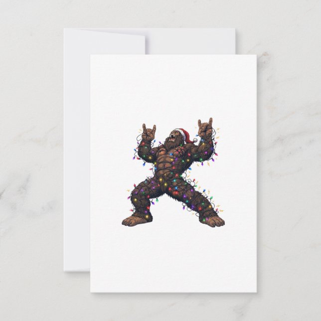 Bigfoot Sasquatch Glad Metal Jul Rock  Tack Kort (Framsida)