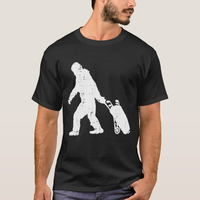 Bigfoot Sasquatch Golf Klubbs Funny Golfing Golfer T Shirt (Framsida)