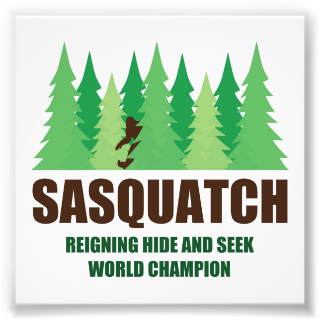 Bigfoot Sasquatch Gömmer och Seek World Champion Fototryck (Framsidan)