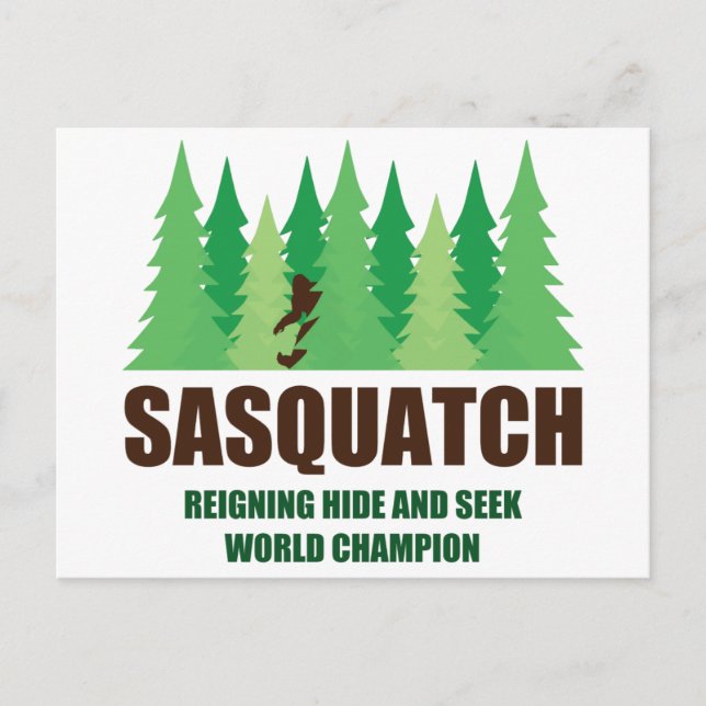 Bigfoot Sasquatch Gömmer och Seek World Champion Vykort (Framsida)