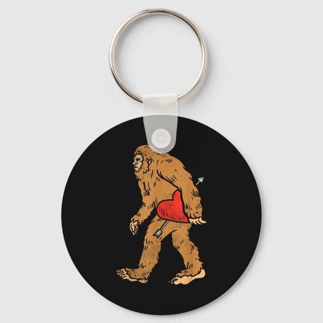Bigfoot Sasquatch Heart With Arrow Funny Valentine Nyckelring (Framsida)