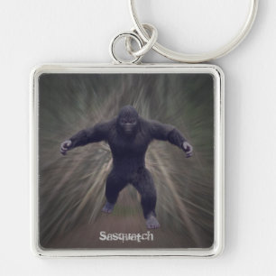 BIGFOOT SASQUATCH HELA KROPPEN MED TEEPET FYRKANTIG SILVERFÄRGAD NYCKELRING