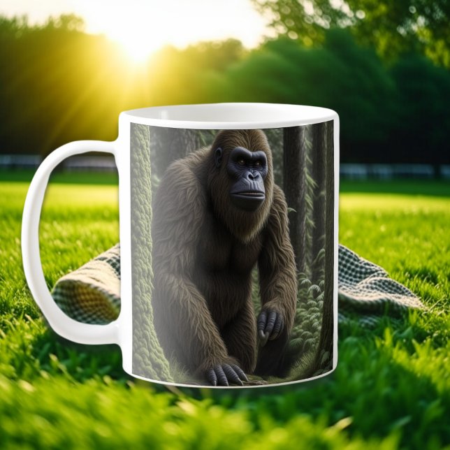 Bigfoot Sasquatch i Skogen Kaffemugg (Skapare uppladdad)