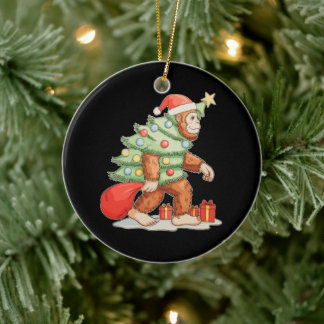 Bigfoot Sasquatch julgran Xmas lampor Julgransprydnad Keramik