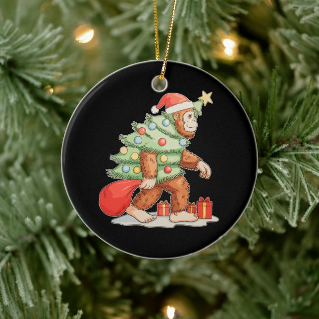 Bigfoot Sasquatch julgran Xmas lampor Julgransprydnad Keramik (Träd)