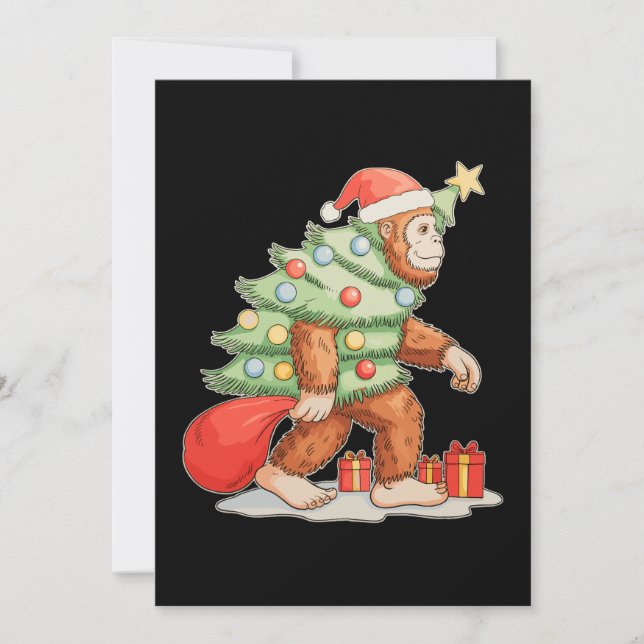 Bigfoot Sasquatch julgran Xmas lampor Julkort (Framsida)