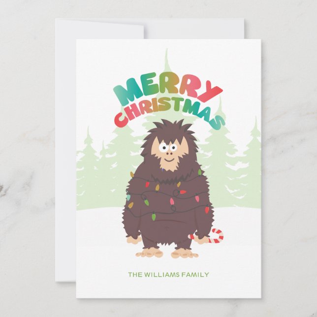 Bigfoot Sasquatch-julkort - platt Helgdag Julkort (Framsida)