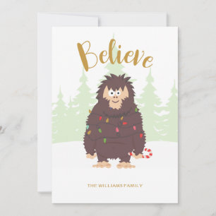 Bigfoot Sasquatch-julkort - platt Helgdag Julkort