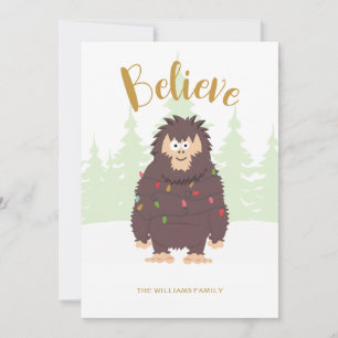 Bigfoot Sasquatch-julkort - platt Helgdag Julkort