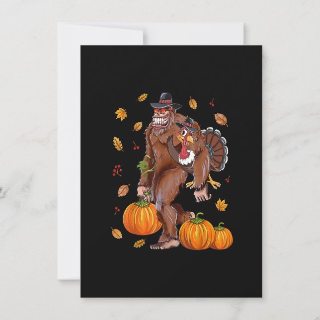 Bigfoot Sasquatch Kalkon Pumpa Glad Tacksgivin Inbjudningar (Framsida)