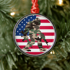 Bigfoot Sasquatch Kamouflage  Julgransprydnad Metall