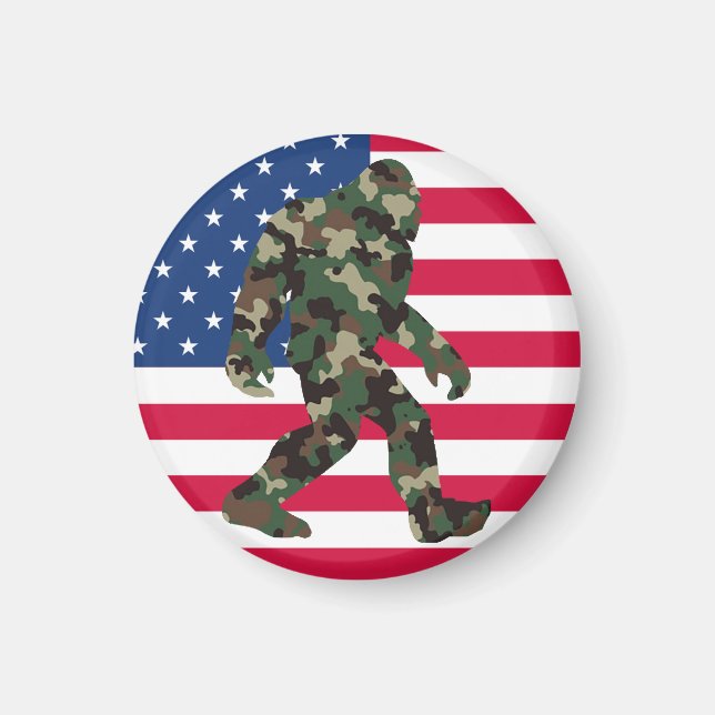 Bigfoot Sasquatch Kamouflage Magnet (Framsidan)