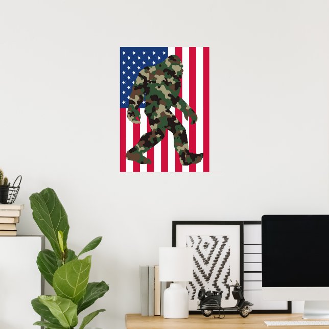 Bigfoot Sasquatch Kamouflage  Poster (Hemmakontoret)