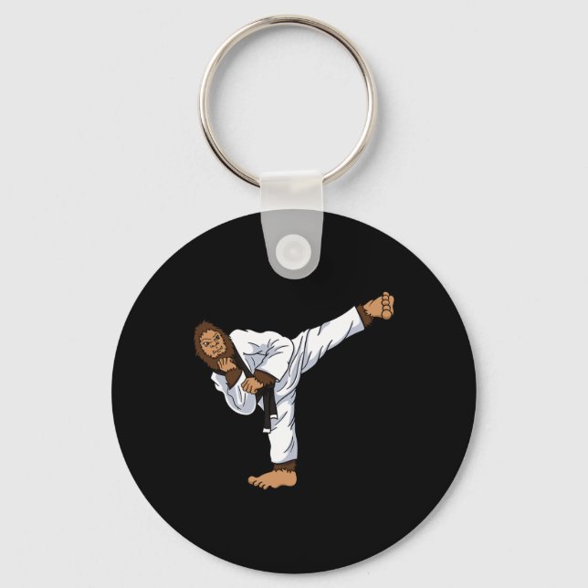 Bigfoot Sasquatch Karate Taekwondo Kickboxning Kar Nyckelring (Framsida)