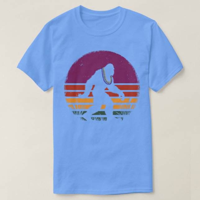 Bigfoot Sasquatch Mardi Gras Pärlor Lycklig Tjock  T Shirt (Design framsida)