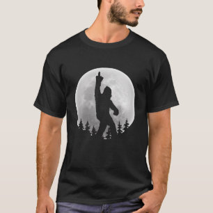 Bigfoot Sasquatch med Mitten Finger och Full Moon T Shirt