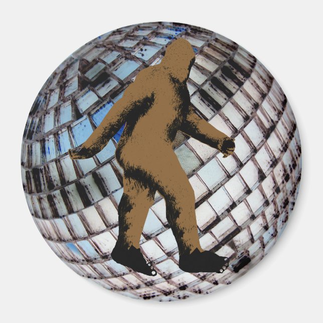 Bigfoot Sasquatch på Disco Boll Magnet (Framsidan)